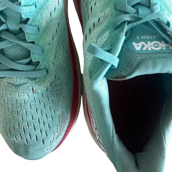 HOKA ONE ONE Clifton 8 Running Shoes 9.5 Sneaker Aquarella Eggshell Blue 1119394 - Picture 10 of 12